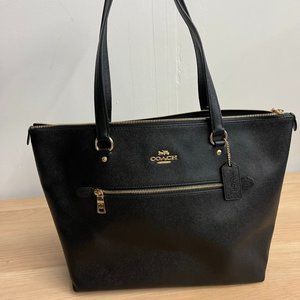 Authentic Black Leather Coach Tote Bag